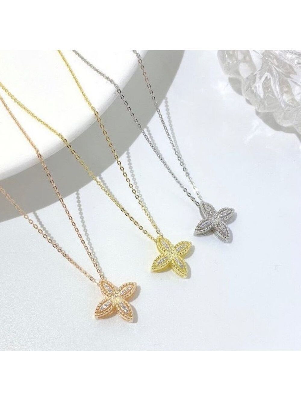 14kt GP Sterling Silver Clover Necklace